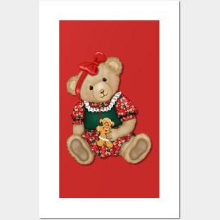 Teddy Bear Girl Beary Merry Christmas Posters and Art